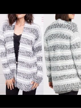 Heartloom X Anthropologie Mila Eyelash Striped Cardigan Sweater
